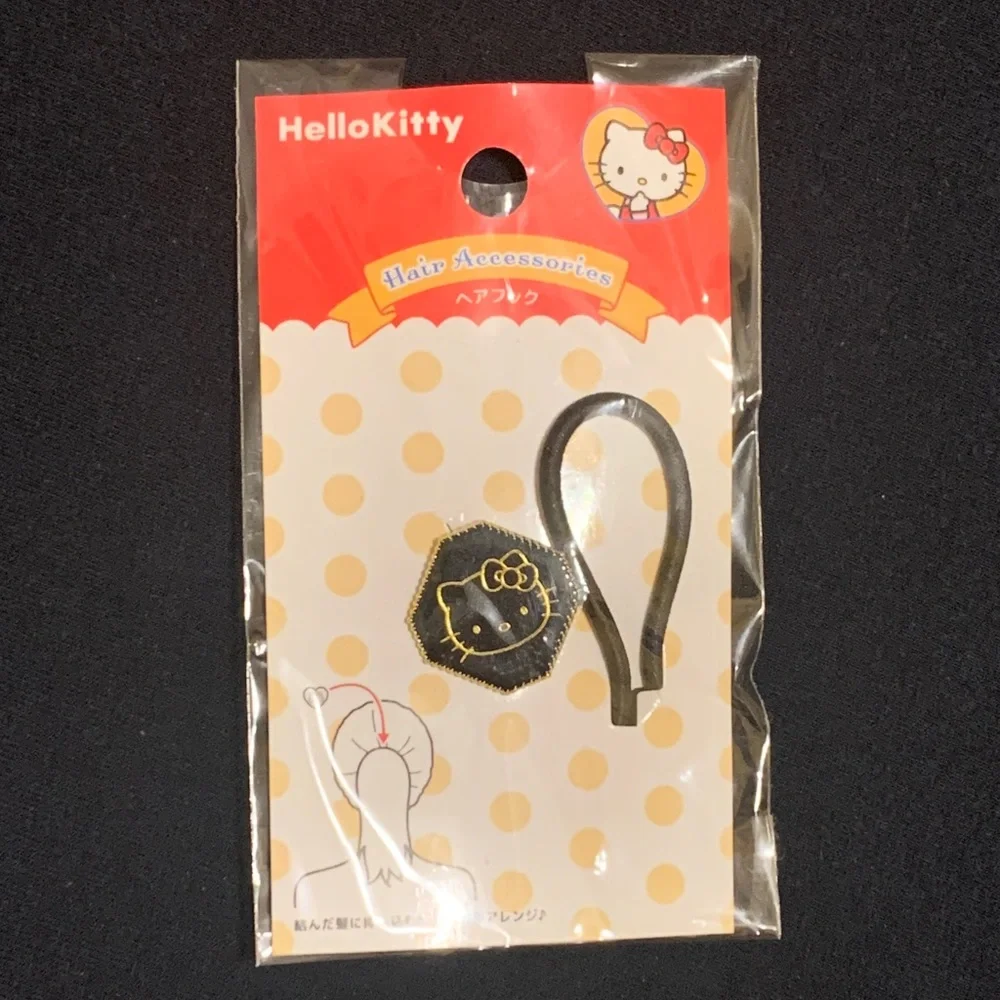 NWT Hello Kitty Minimalist Black Hair Tie Enamel Charm from Japan